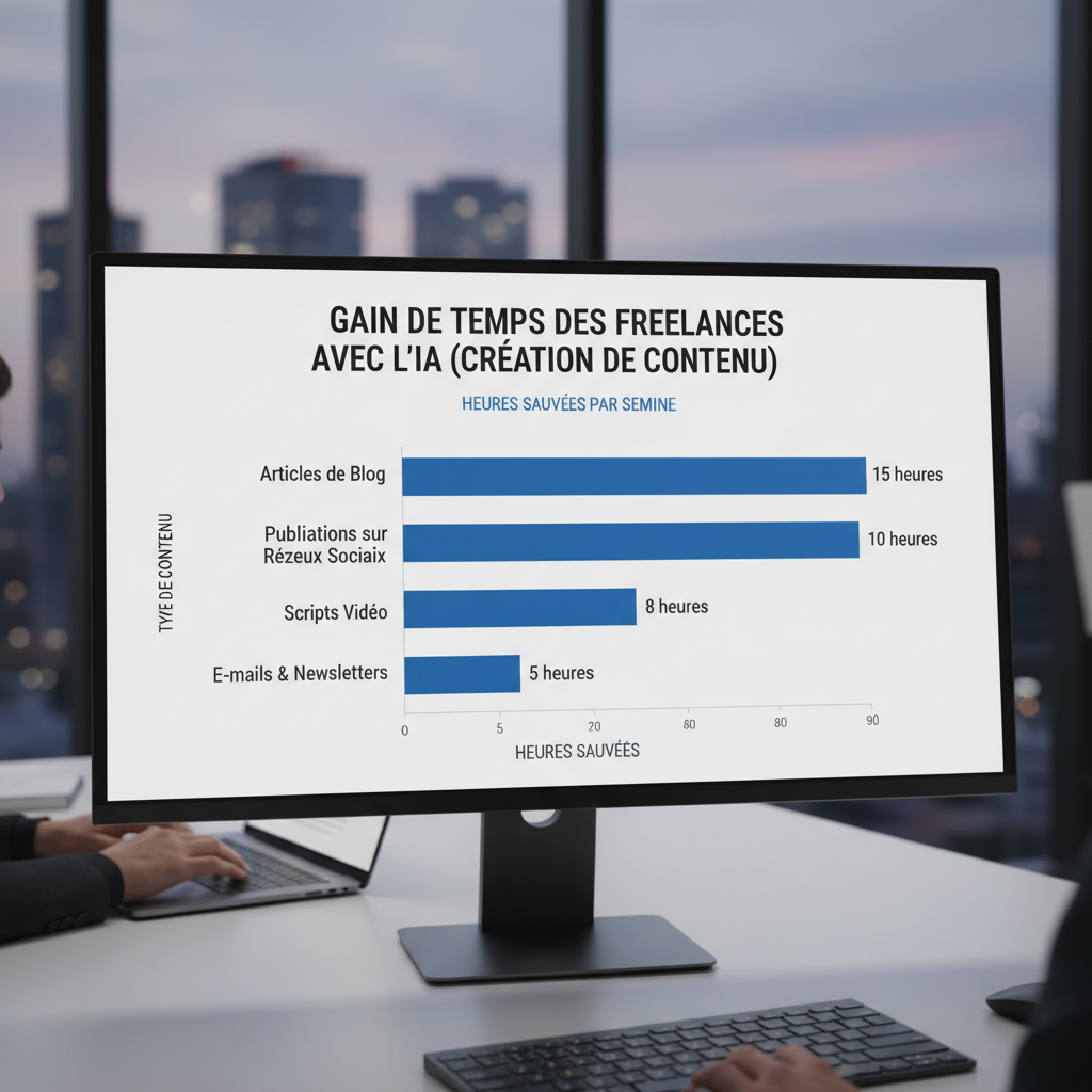 Chart Graphique showing time saved by freelancers using AI for content creation